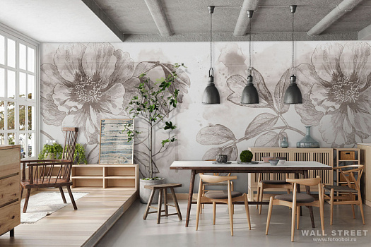 Фотообои в интерьере артикул Floreale 46, ЦВЕТОЧНЫЙ / FLOREALE, Wall street
